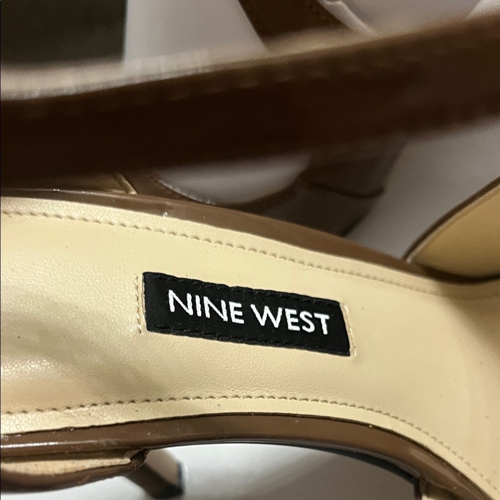 Nine West Brown Patent Pointed-Toe Strappy Heels - Picture 2 of 6